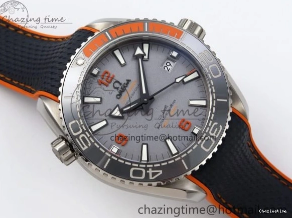 0210 Comfortable Planet Ocean 43.5mm SS VSF 1:1 Best Edition Black Orange Bezel Gray Dial on Nylon Strap A8900 Super Clone V 7730